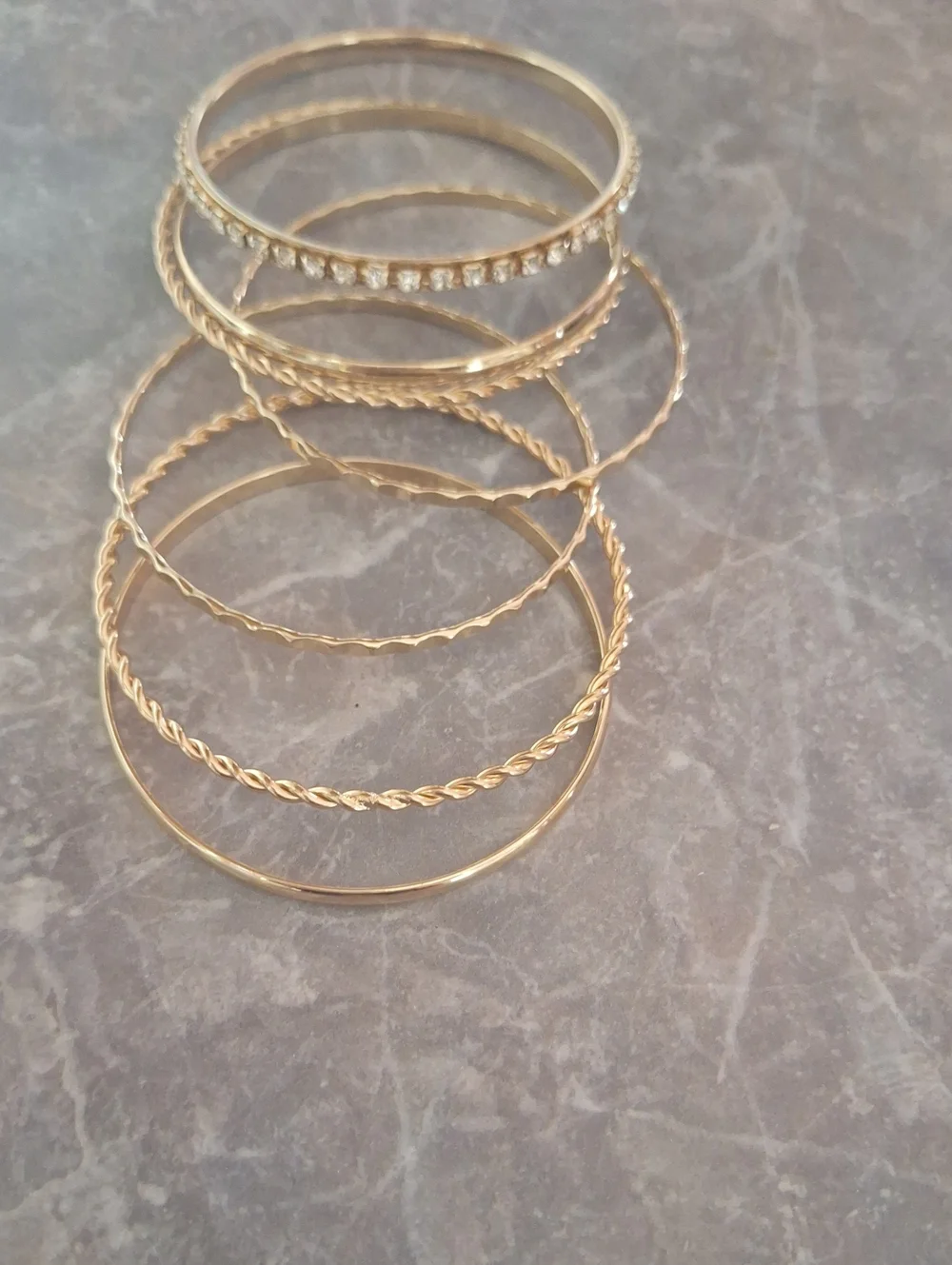 Gold Tone Stackable Bangle Bracelet Set